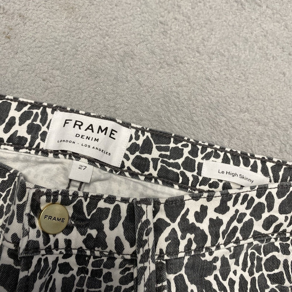 Frame‎ Denim Jeans Womens 27 Animal Print Le High Skinny Denim Fade 28" Inseam - Picture 2 of 8